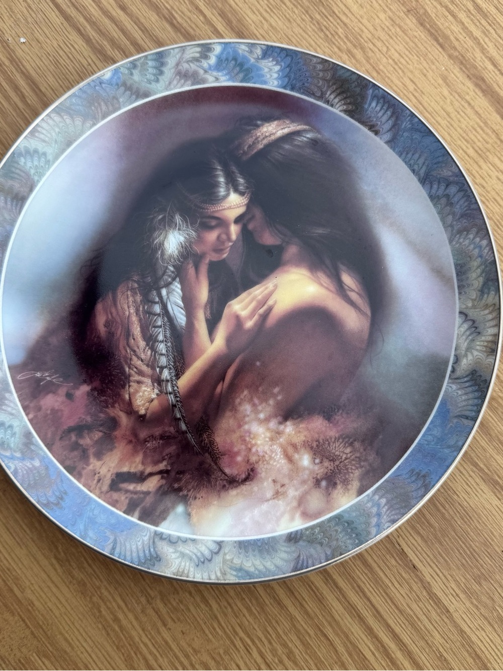 The Bradford Exchange Blue and Brown Native Embrace Collector Plate